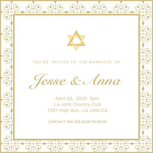 Star of David wedding invitation